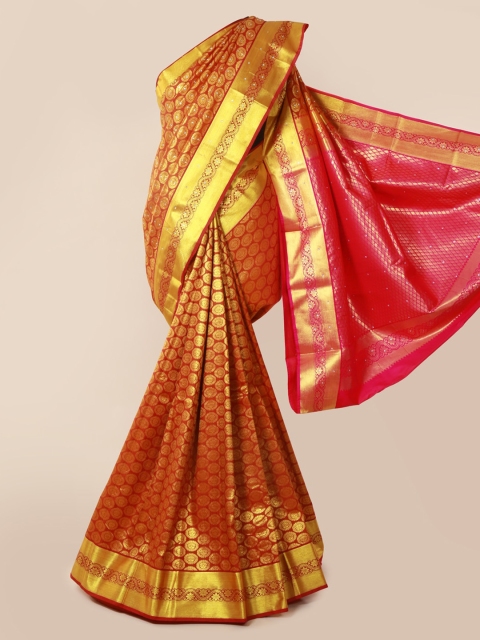 

Pothys Rust & Gold-Toned Pure Silk Woven Design Kanjeevaram Saree