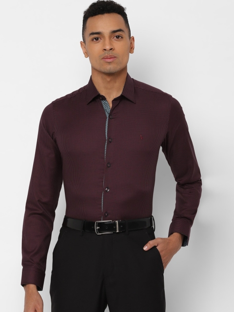 

SIMON CARTER LONDON Men Maroon & Black Slim Fit Checked Formal Shirt