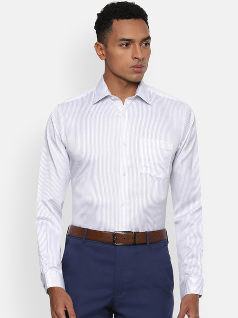

Van Heusen Men White & Navy Blue Regular Fit Striped Formal Shirt