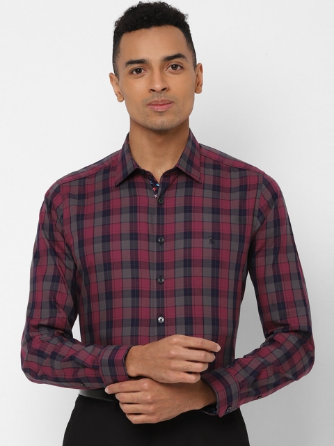 

SIMON CARTER LONDON Men Pink & Navy Blue Slim Fit Checked Formal Shirt