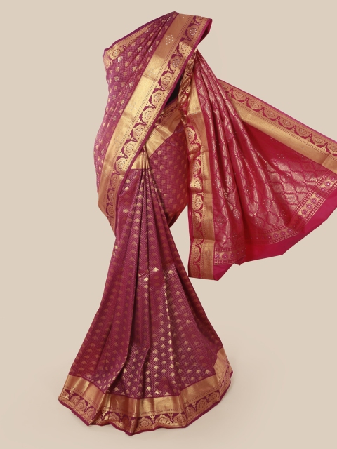 

Pothys Magenta Pure Silk Embellished Kanjeevaram Saree