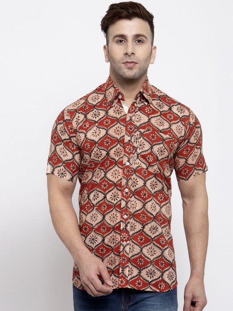 

Wintage Men Red & Beige Regular Fit Printed Casual Shirt