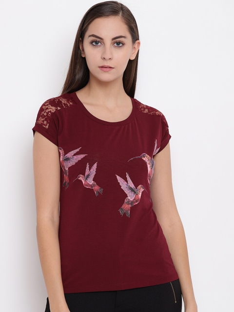 

Miss Grace Women Maroon Printed Pure Cotton Regular Top