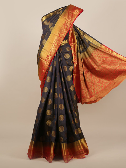 

Pothys Navy Blue & Gold Jute Silk Woven Design Saree