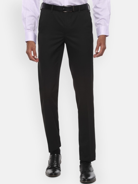 

Van Heusen Men Black Slim Fit Solid Formal Trousers