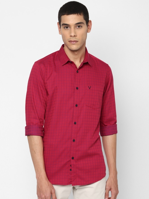 

Allen Solly Men Red Slim Fit Checked Cotton Casual Shirt