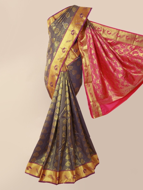 

Pothys Blue & Gold Pure Silk Woven Design Kanjeevaram Saree