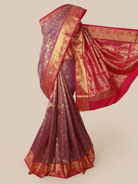 

Pothys Magenta Pure Silk Woven Design Kanjeevaram Saree