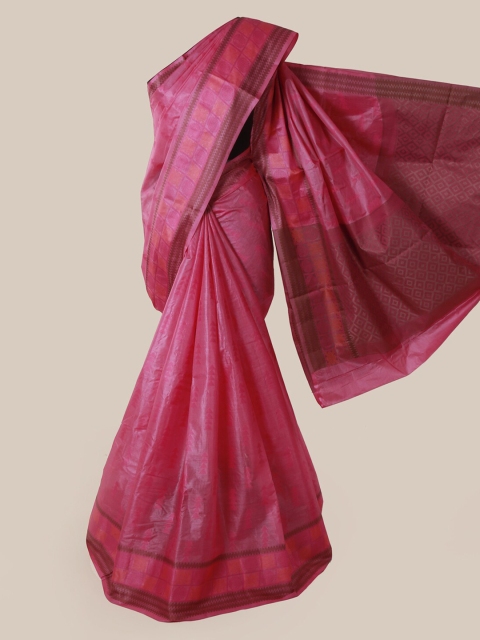 

Pothys Pink Pure Silk Woven Design Tussar Saree