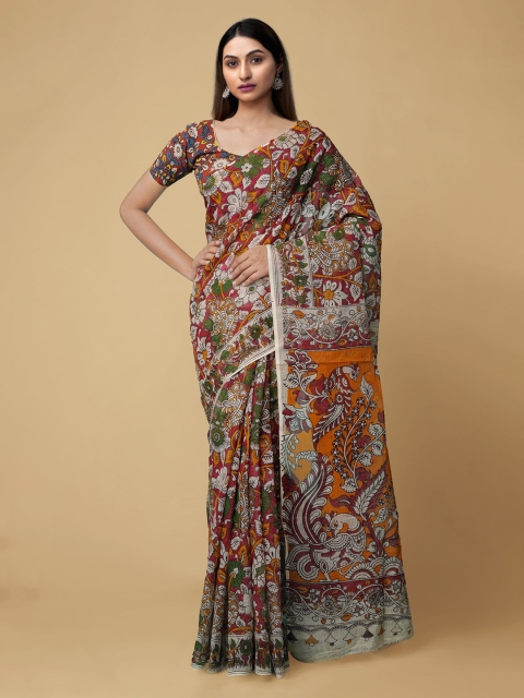 

Unnati Silks Red & Cream-Coloured Pure Cotton Printed Kota Saree