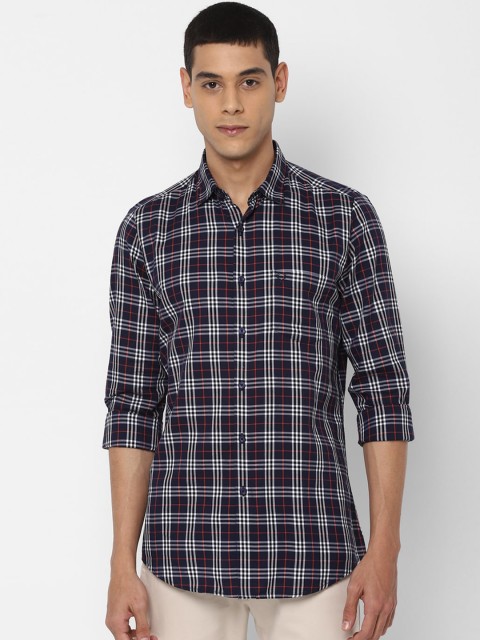 

Allen Solly Men Navy Blue & White Slim Fit Checked Pure Cotton Casual Shirt