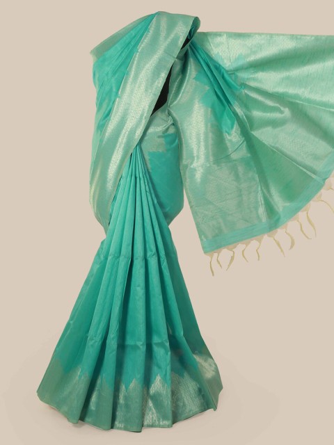 

Pothys Teal Green Zari Jute Silk Saree