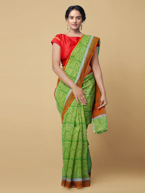 

Unnati Silks Green Pure Cotton Printed Kota Saree