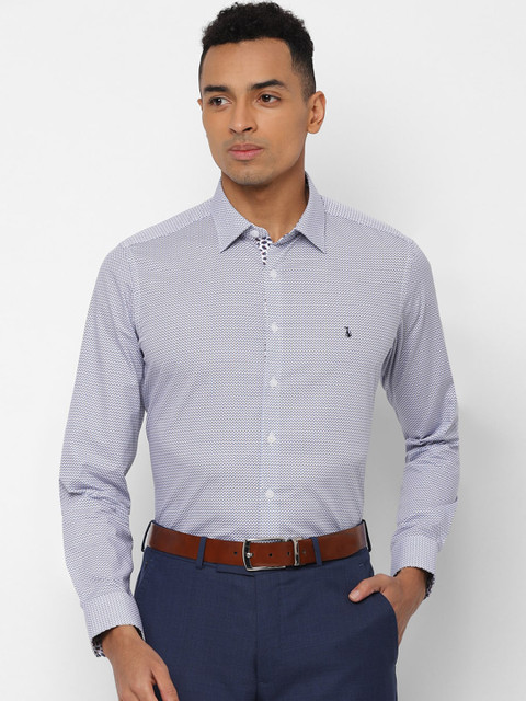 

SIMON CARTER LONDON Men White & Navy Blue Slim Fit Printed Formal Shirt
