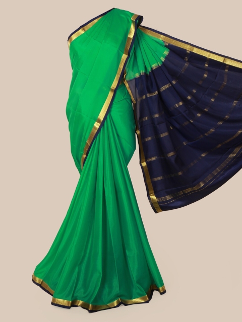 

Pothys Green Pure Silk Solid Mysore Silk Saree
