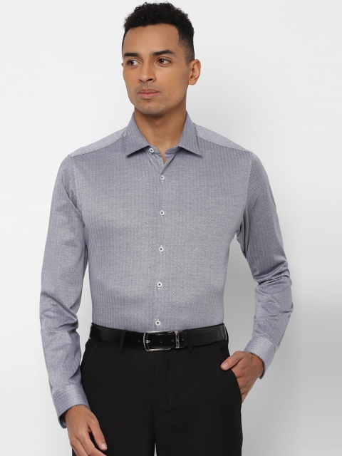 

SIMON CARTER LONDON Men Grey Slim Fit Striped Casual Shirt