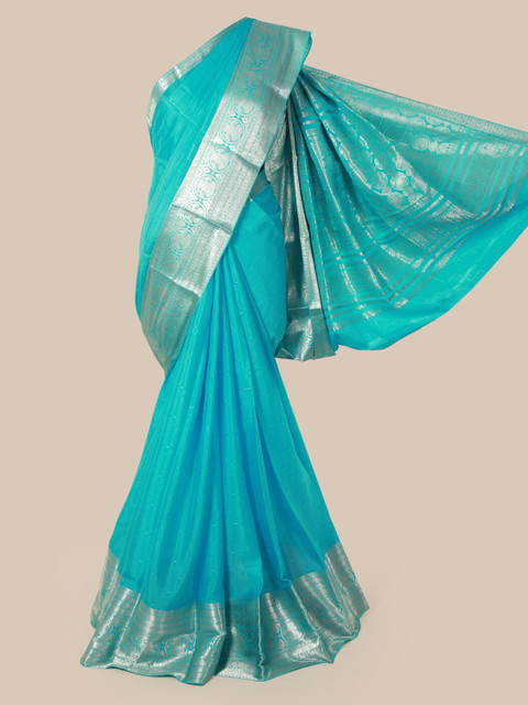 

Pothys Blue Pure Silk Woven Design Mysore Silk Saree