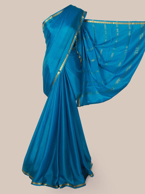 

Pothys Blue Pure Silk Solid Mysore Silk Saree