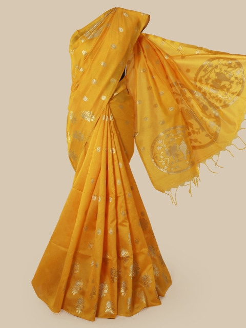 

Pothys Yellow Woven Design Jute Silk Saree