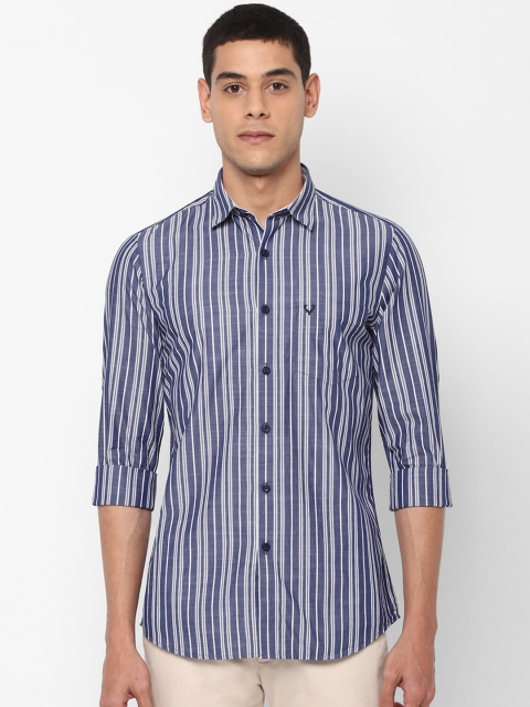

Allen Solly Men Blue & White Slim Fit Striped Pure Cotton Casual Shirt