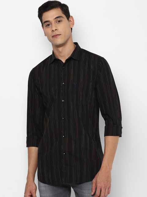 

Allen Solly Men Black & Multicoloured Slim Fit Striped Casual Shirt