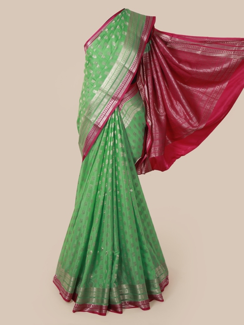 

Pothys Green Pure Silk Woven Design Mysore Silk Saree