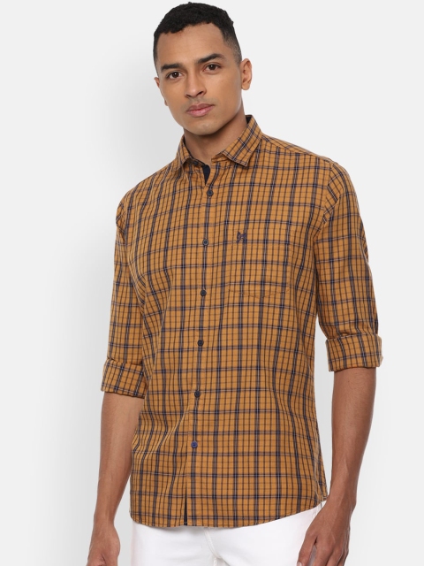 

Van Heusen Sport Men Yellow Pure Cotton Slim Fit Checked Casual Shirt