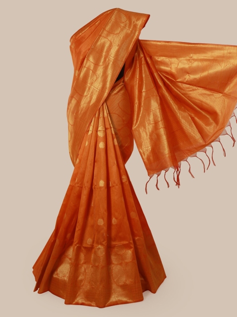 

Pothys Orange & Gold-Coloured Jute Silk Woven Design Saree