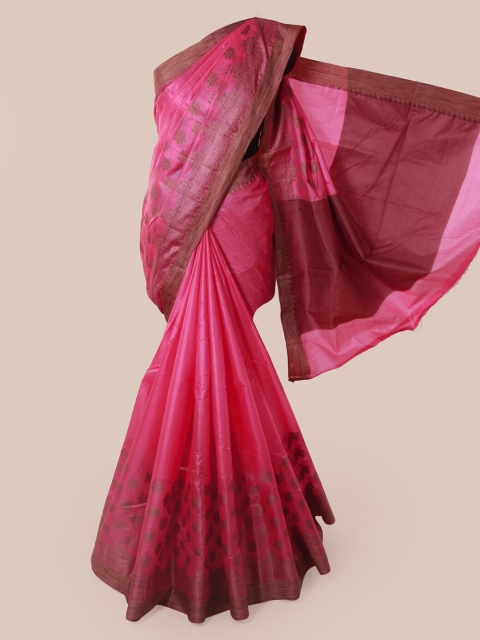 

Pothys Pink Pure Silk Woven Design Tussar Saree