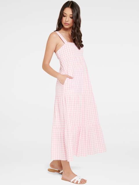 

Forever New Women Pink Checked Empire Dress