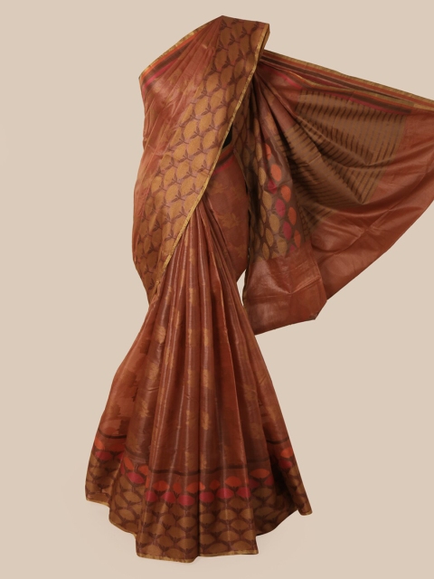 

Pothys Pink & Gold-Toned Pure Silk Woven Design Tussar Saree