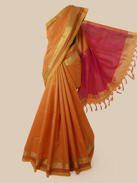 

Pothys Mustard Solid Jute Silk Saree