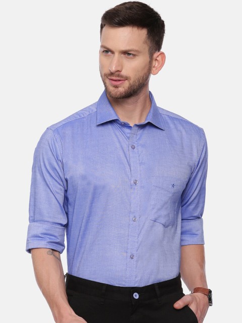 

CROYDON Men Aqua Blue Regular Fit Solid Party Shirt