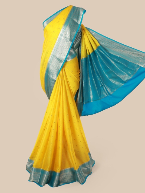 

Pothys Yellow Pure Silk Woven Design Mysore Silk Saree