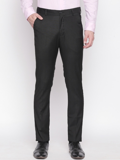

Solemio Men Charcoal Grey Slim Fit Solid Formal Trousers
