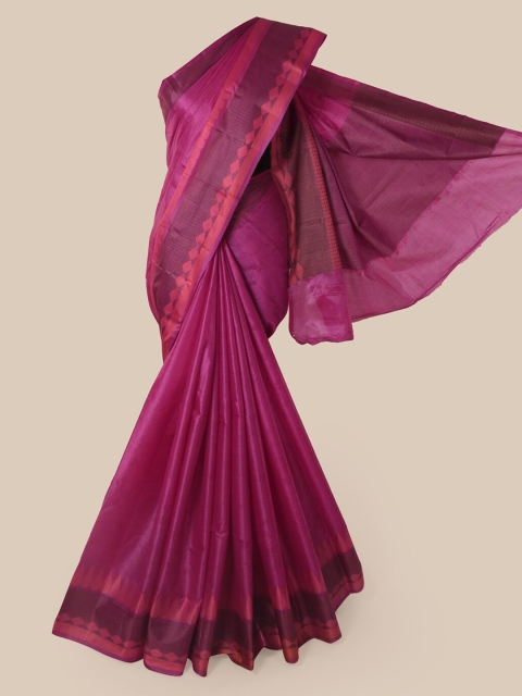 

Pothys Magenta Pure Silk Solid Tussar Saree
