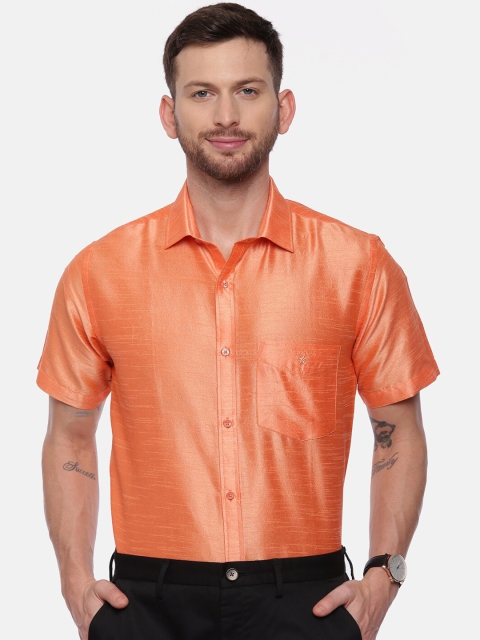

CROYDON Men Orange Regular Fit Self Design Casual Shirt