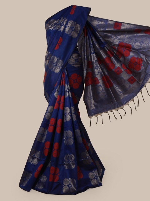 

Pothys Blue Woven Design Jute Silk Saree With Tasseled Pallu