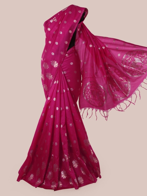 

Pothys Pink Woven Design Jute Silk Saree