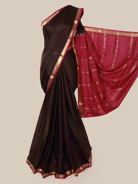 

Pothys Brown Pure Silk Solid Mysore Silk Saree