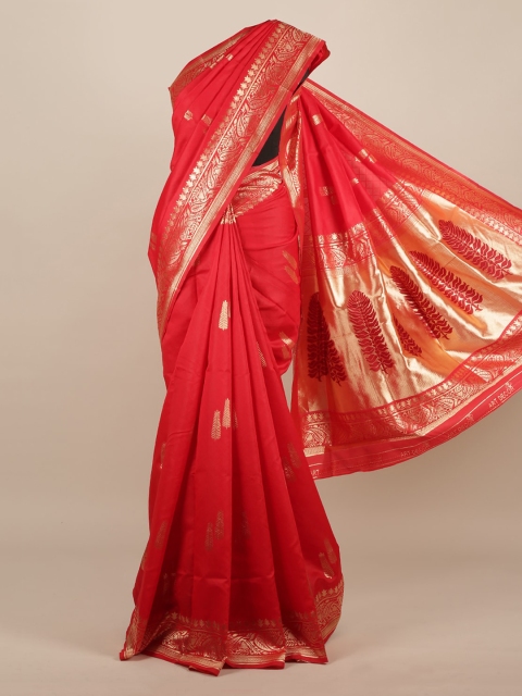 

Pothys Red Woven Design Jute Silk Saree