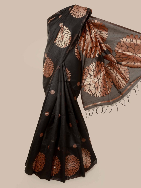 

Pothys Black Woven Design Jute Silk Saree