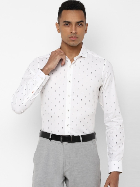 

SIMON CARTER LONDON Men White & Navy Blue Slim Fit Printed Formal Shirt