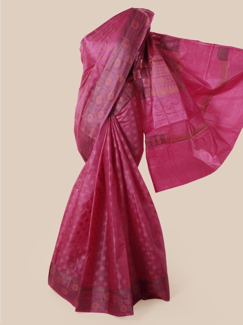 

Pothys Magenta Pure Silk Woven Design Tussar Saree