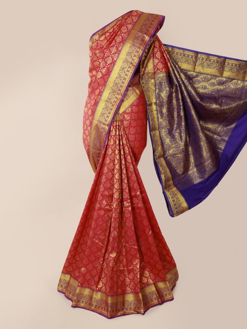 

Pothys Pink & Blue Pure Silk Woven Design Kanjeevaram Saree
