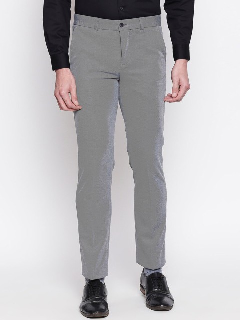 

Basics Men Grey Tapered Fit Solid Formal Trousers