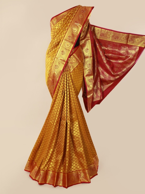 

Pothys Mustard Pure Silk Embellished Kanjeevaram Saree