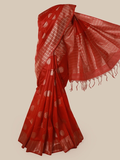 

Pothys Red Woven Design Jute Silk Saree