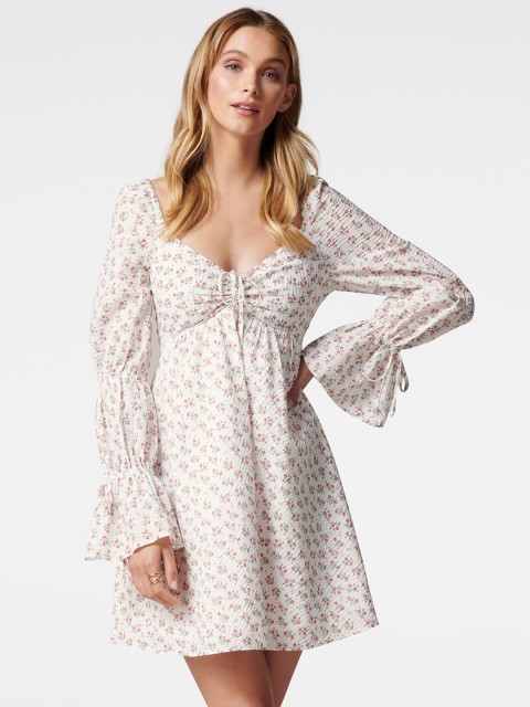 

Forever New Women White Printed Fit and Flare Dress