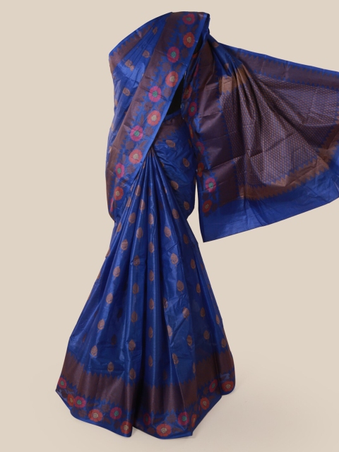 

Pothys Blue & Pink Pure Silk Printed Tussar Saree